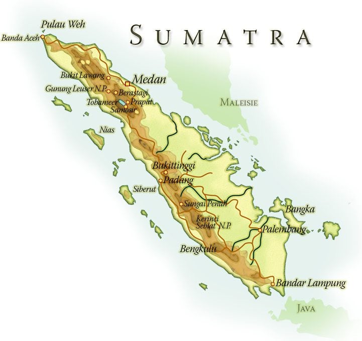 Landkaart Sumatra