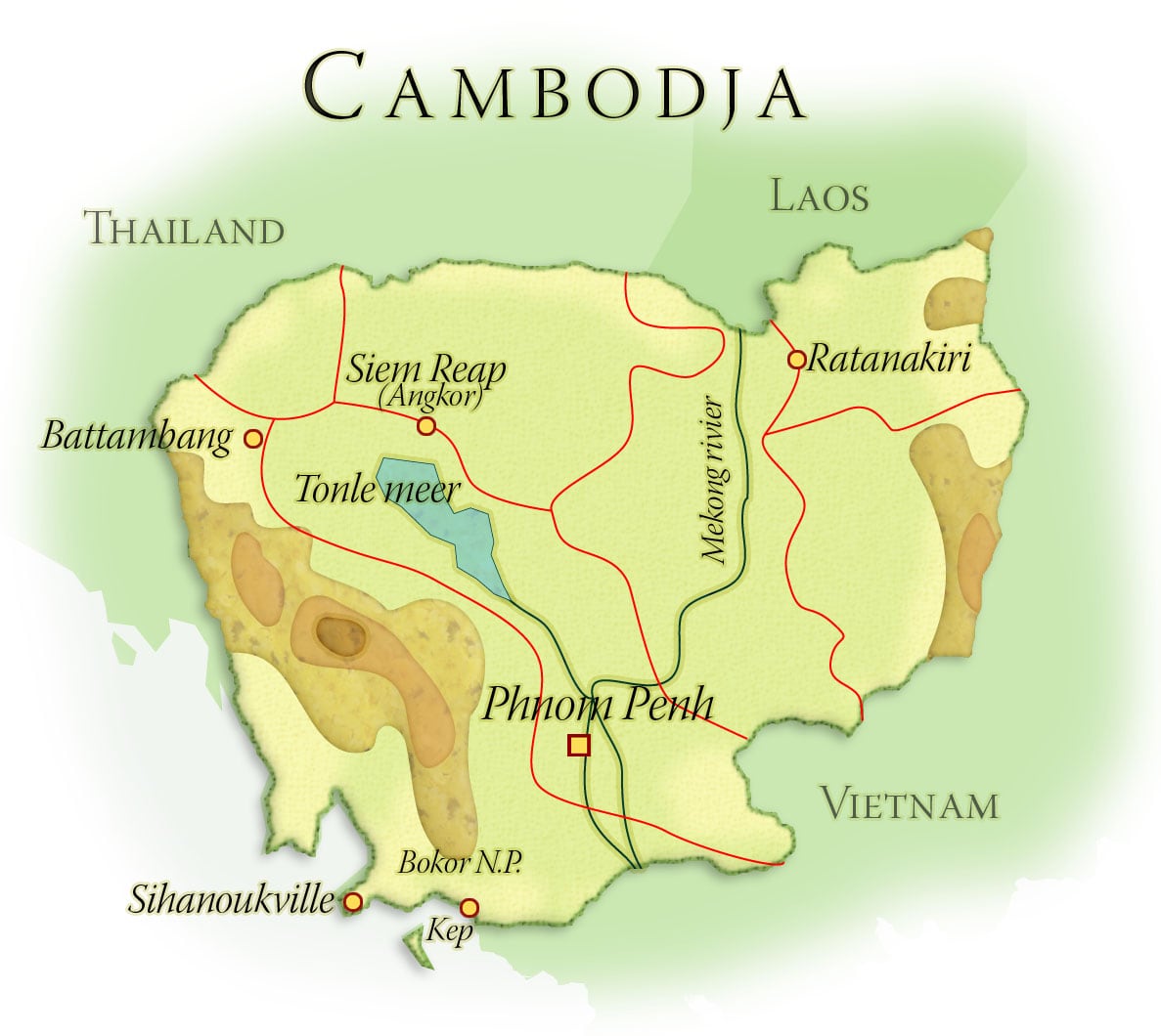 Landkaart Cambodja