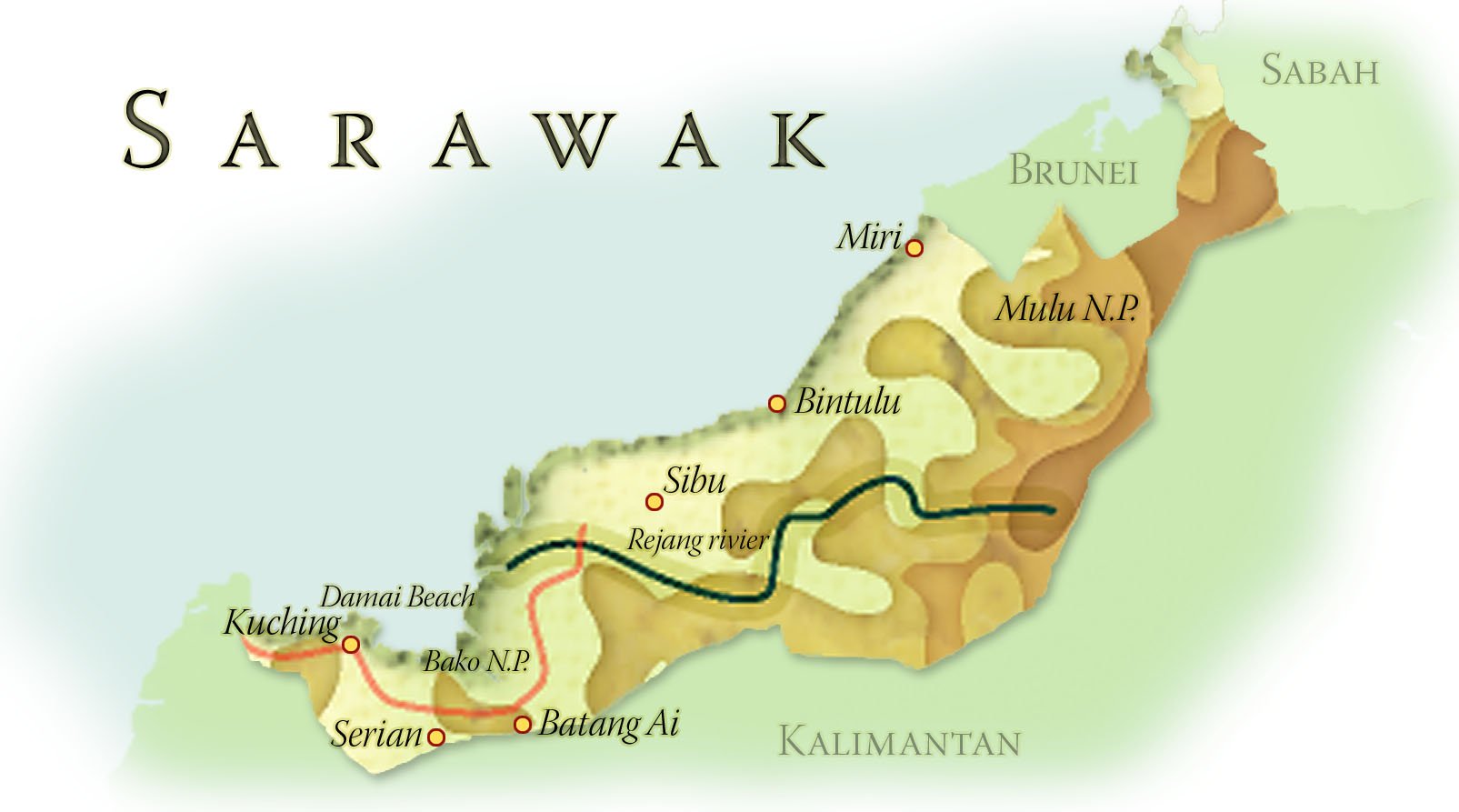 Landkaart Sarawak