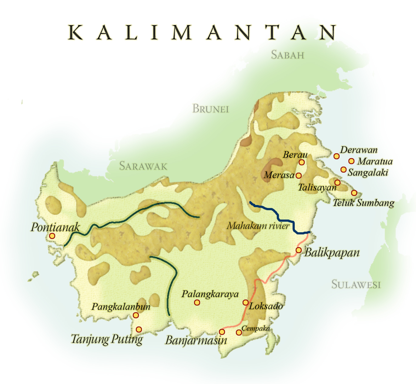 Landkaart Kalimantan
