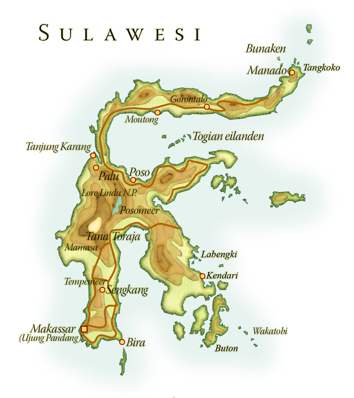 Landkaart Sulawesi
