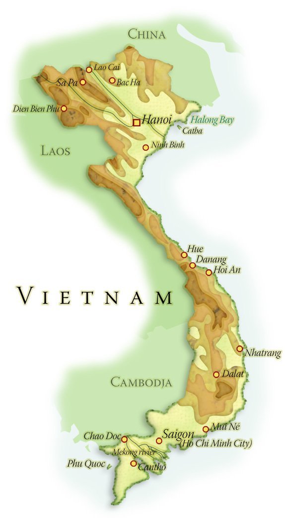 Landkaart Vietnam
