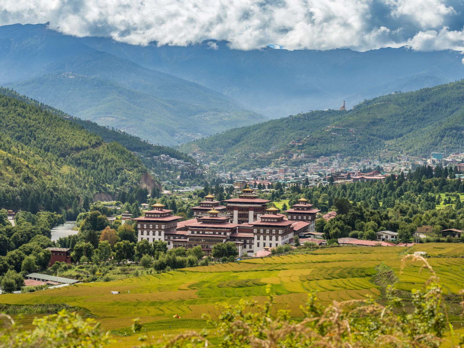 Rondreis Bhutan, Thimphu, uitzicht over de stad